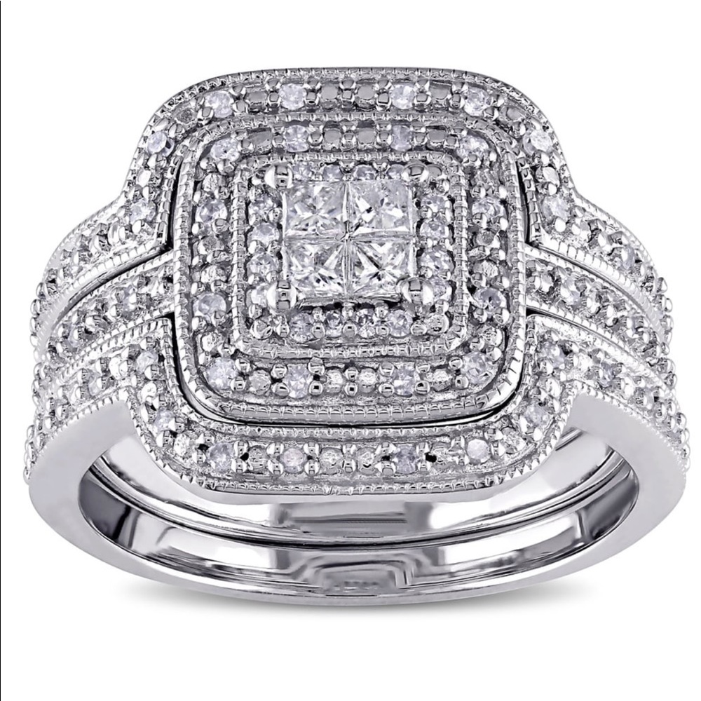 Miadora Quad Cut Bridal Set 3/8 carat tw